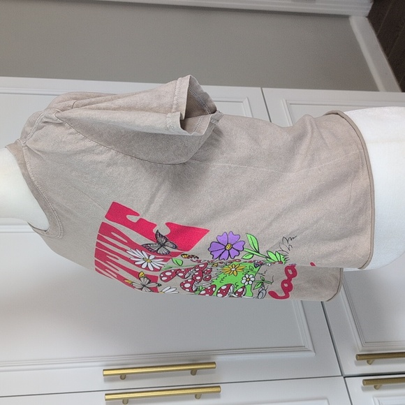 Fifth Sun Nature Blooms mushroom Floral Butterfly Cropped Cotton Tee Size Small - Picture 4 of 5